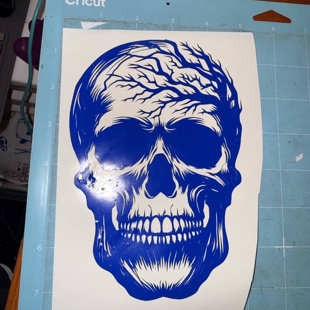 Blue Skull Decal